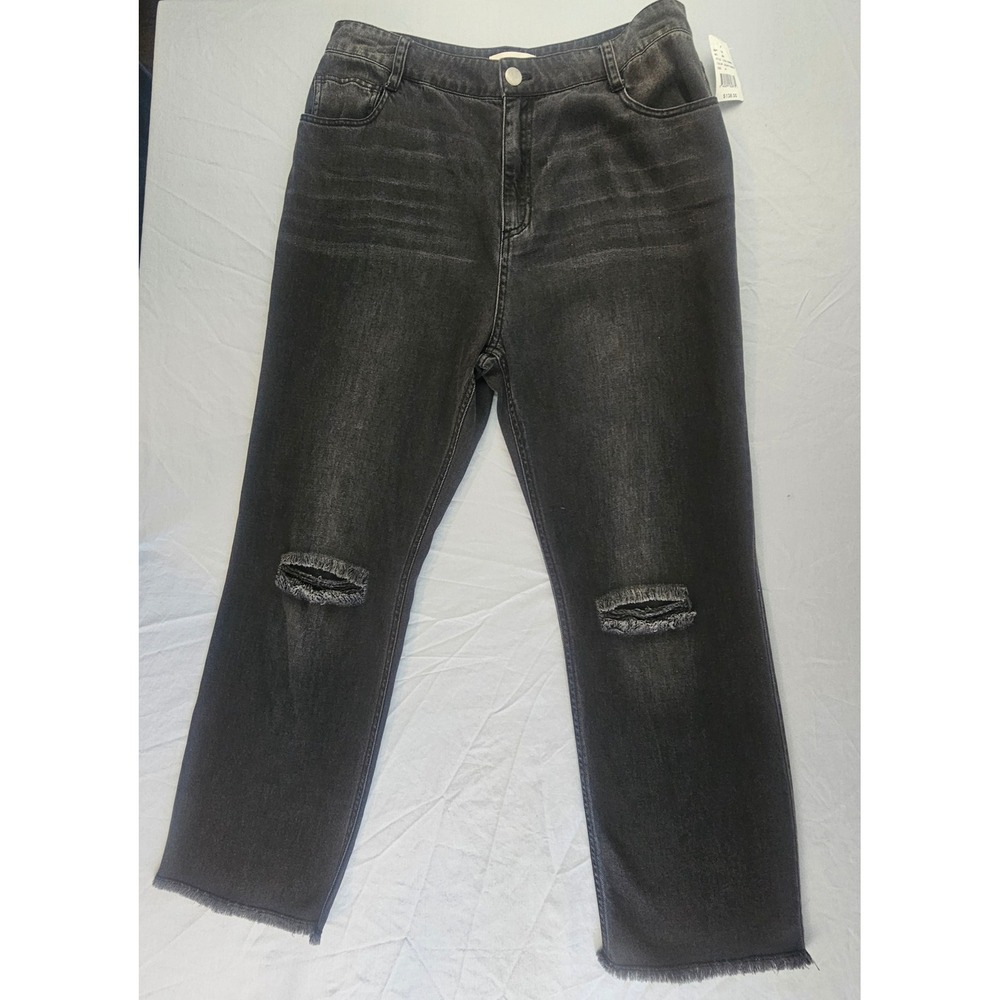 Cloth & Stone Straight Distressed Sz 31 (meas 32") Jeans in Faded Black NWT L367